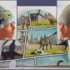 Mössa dinosaurier, FLEECE foder, 3-8år, dino