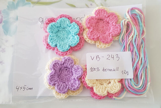 4 st virkade blommor, 5cm - Bild 6