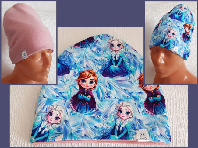 Mössa Frozen, FLEECE foder, 3-8år, Elsa, Anna