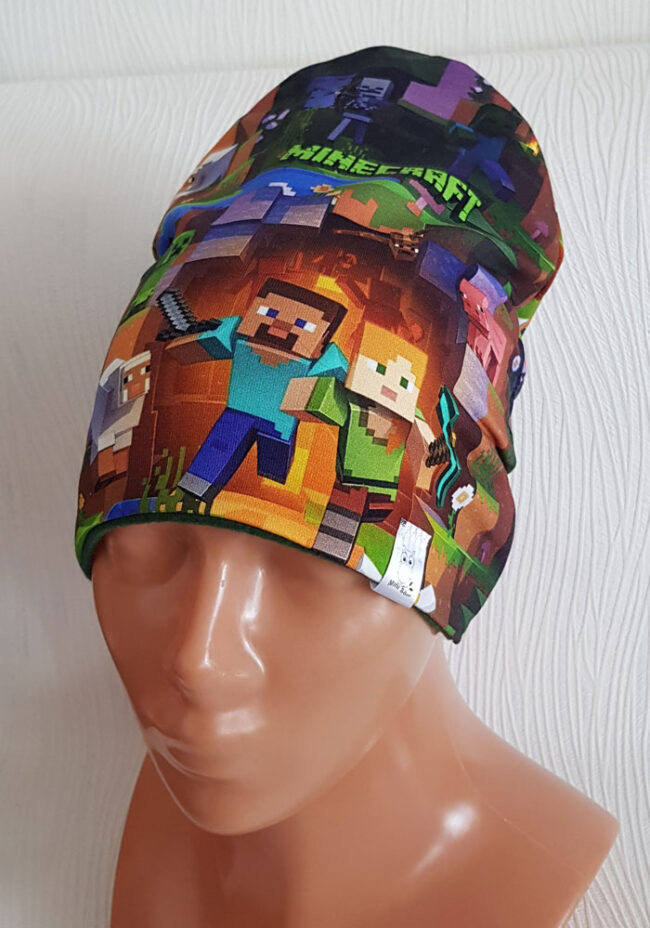 Mössa Minecraft, FLEECE foder, 5-12år - Bild 5