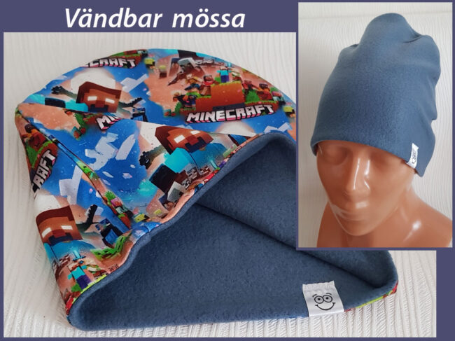 Mössa Minecraft, FLEECE foder, 6-14år - Bild 2