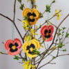 4st virkade penséer / violer till påskriset, påskpynt, blommor