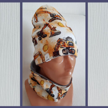 2-delat set, FLEECE foder, 3-8år, grävmaskiner