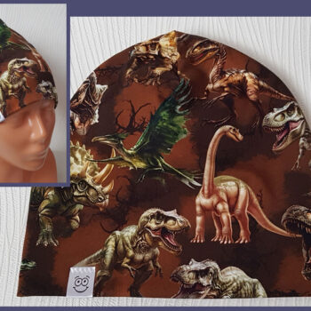 Mössa dinosaurier, DUBBEL trikå, 3-10år, dino