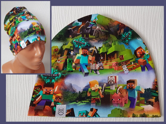 Mössa Minecraft, DUBBEL trikå, 6-12år