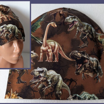 Mössa dinosaurier, DUBBEL trikå, 5-12år, dino