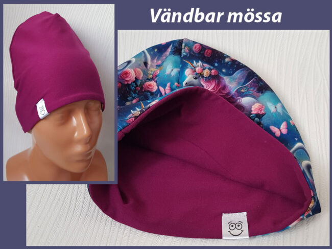 Mössa enhörningar, DUBBEL trikå, 3-8år, blommor - Bild 2