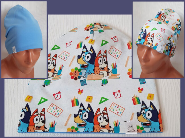 Mössa Bluey, DUBBEL trikå, 5-10år, Bingo