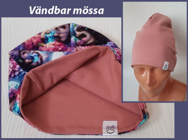 Mössa igelkottar, DUBBEL trikå, 5-10år, blommor - Bild 2