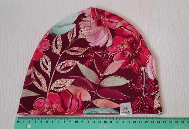 Mössa blommor, DUBBEL trikå, 5-12år - Bild 3