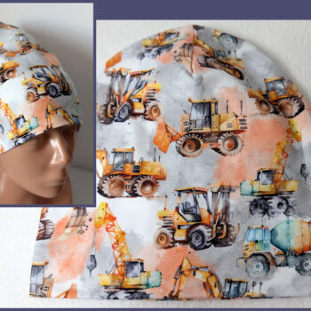 Mössa grävmaskiner,, DUBBEL trikå, 7-14år, arbetsfordon